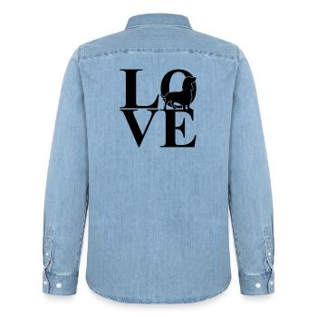 Teckel Love Dog Motif - Chemise en denim homme bio Stanley/Stella - bleu clair délavé - Dos - AI Model Male 185 light (185cm)