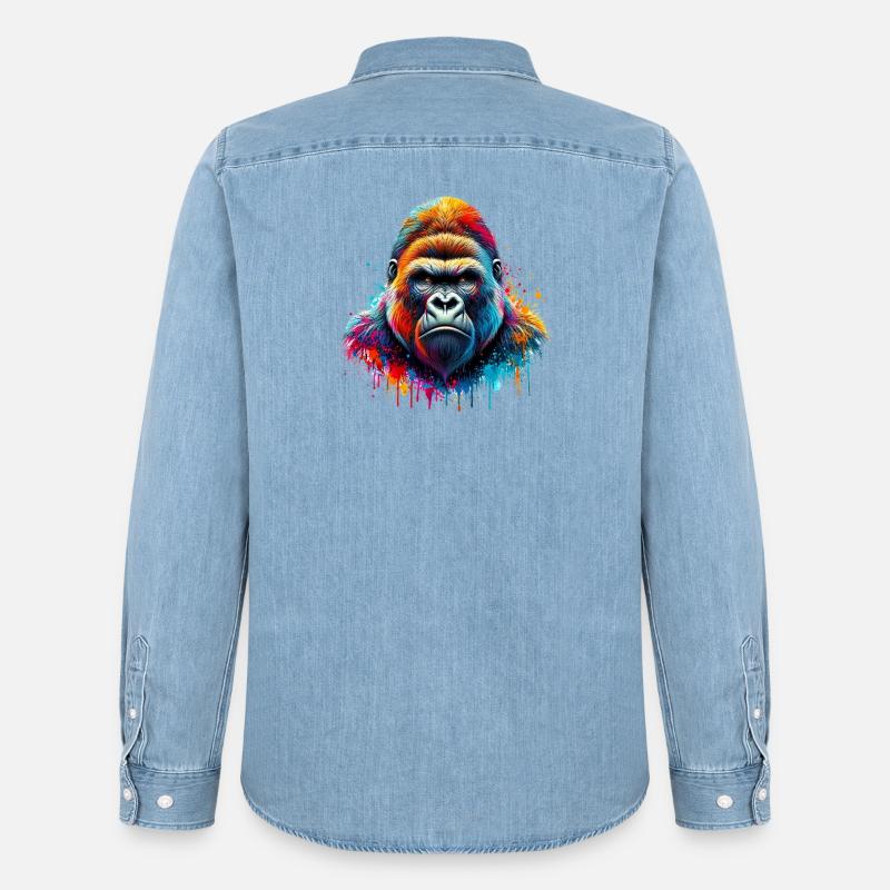 Gorilla - Männer Jeanshemd Organic von Stanley/Stella - verwaschenes Hellblau