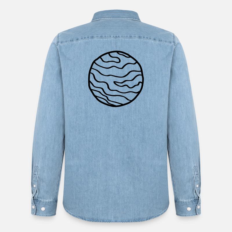 Planet Einfacher Weltraum Doodle - Männer Jeanshemd Organic von Stanley/Stella - verwaschenes Hellblau