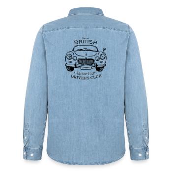 GB Classic Cars Driver Club - Männer Jeanshemd Organic von Stanley/Stella - verwaschenes Hellblau - Hinten - AI Model Male 185 light (185cm)