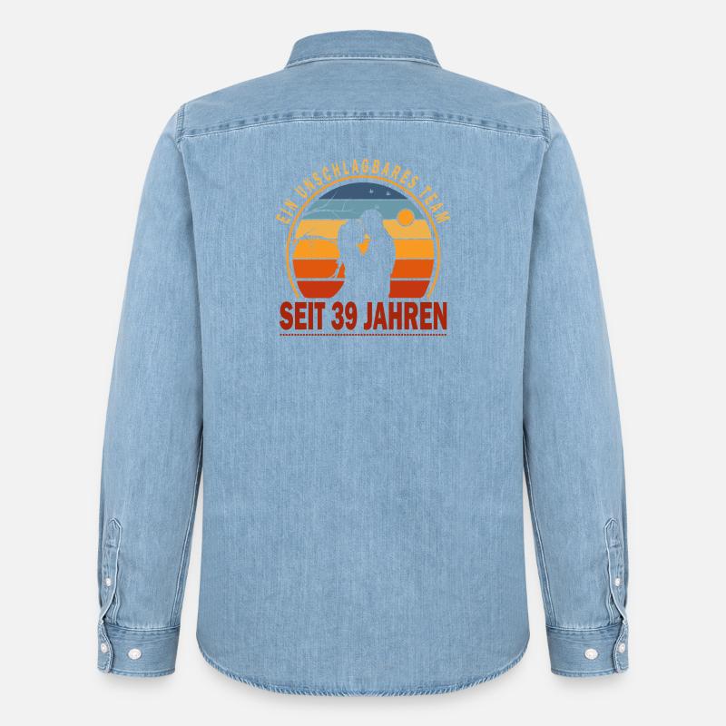 39 Jahre Beziehung Geschenk Ehemann Ehefrau - Männer Jeanshemd Organic von Stanley/Stella - verwaschenes Hellblau