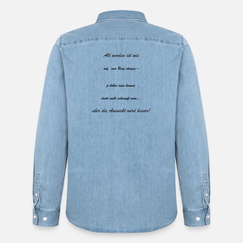 Altwerden: Die Aussicht Wird Besser - Männer Jeanshemd Organic von Stanley/Stella - verwaschenes Hellblau