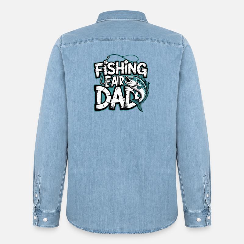 Fischfang Papa Comic Tee - Männer Jeanshemd Organic von Stanley/Stella - verwaschenes Hellblau