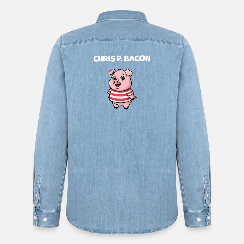 Chris P. Bacon - Cute Pig - Männer Jeanshemd Organic von Stanley/Stella - verwaschenes Hellblau
