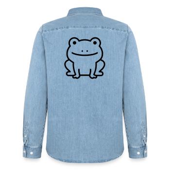 frog - Men’s Organic Denim Shirt by Stanley/Stella - light wash - Back - AI Model Male 185 light (185cm)