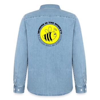 Bee Where is the Honey - Men’s Organic Denim Shirt by Stanley/Stella - light wash - Back - AI Model Male 185 light (185cm)