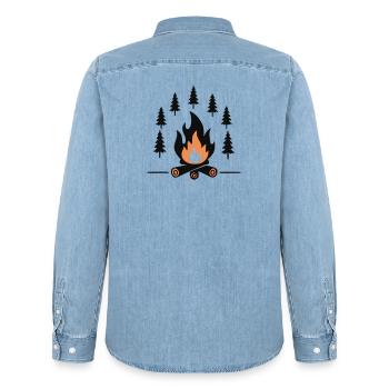 Forêt Chaleureuse du Feu de Camp - Chemise en denim homme bio Stanley/Stella - bleu clair délavé - Dos - AI Model Male 185 light (185cm)