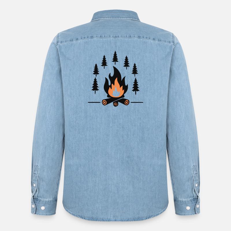 Cozy Campfire Forest - Men’s Organic Denim Shirt by Stanley/Stella - light wash