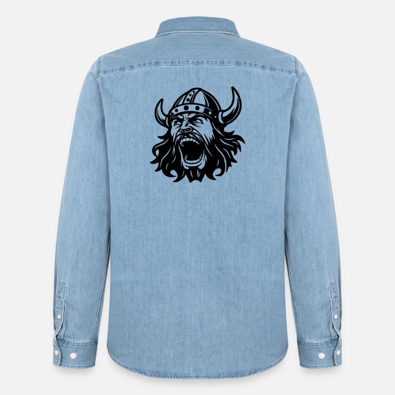 Wikinger Black Head - Männer Jeanshemd Organic von Stanley/Stella - verwaschenes Hellblau