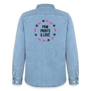 Pfotenabdruck Liebe Hund Knochen Hundemama - Männer Jeanshemd Organic von Stanley/Stella - verwaschenes Hellblau - Hinten - AI Model Male 185 light (185cm)