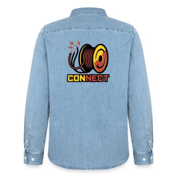 Logo de câble à bobines - Chemise en denim homme bio Stanley/Stella - bleu clair délavé - Dos - AI Model Male 185 light (185cm)