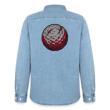 Golfball Meteorit Logo - Männer Jeanshemd Organic von Stanley/Stella - verwaschenes Hellblau - Hinten - AI Model Male 185 light (185cm)