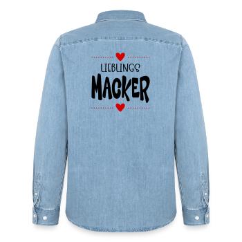 Macker Liebling - Männer Jeanshemd Organic von Stanley/Stella - verwaschenes Hellblau - Hinten - AI Model Male 185 light (185cm)