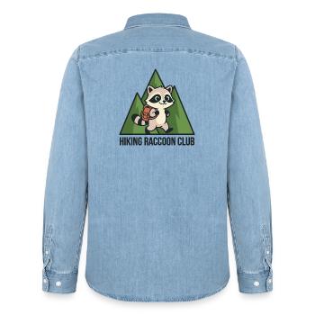 Wandering raccoon in the forest - Men’s Organic Denim Shirt by Stanley/Stella - light wash - Back - AI Model Male 185 light (185cm)