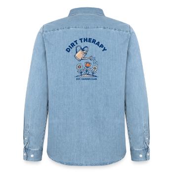 Soil & Sunshine - Chemise en denim homme bio Stanley/Stella - bleu clair délavé - Dos - AI Model Male 185 light (185cm)