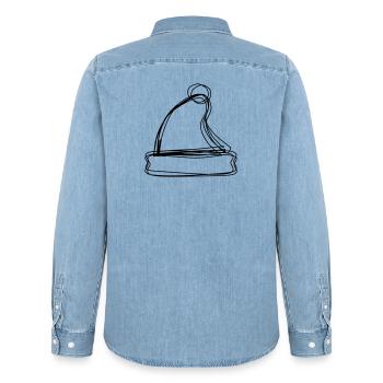 Weihnachtsmütze handgezeichnet - Männer Jeanshemd Organic von Stanley/Stella - verwaschenes Hellblau - Hinten - AI Model Male 185 light (185cm)