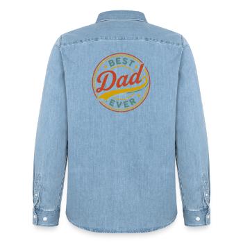 Best Dad Ever - Männer Jeanshemd Organic von Stanley/Stella - verwaschenes Hellblau - Hinten - AI Model Male 185 light (185cm)