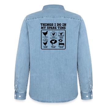 Huhn Humor Freizeit - Männer Jeanshemd Organic von Stanley/Stella - verwaschenes Hellblau - Hinten - AI Model Male 185 light (185cm)
