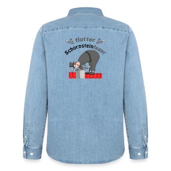 Schornsteinfeger Glücksbringer - Männer Jeanshemd Organic von Stanley/Stella - verwaschenes Hellblau - Hinten - AI Model Male 185 light (185cm)