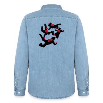 skydive - Men’s Organic Denim Shirt by Stanley/Stella - light wash - Back - AI Model Male 185 light (185cm)