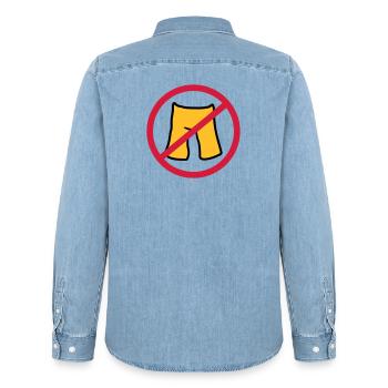 keine hose anziehen kurze shorts verboten schild z - Männer Jeanshemd Organic von Stanley/Stella - verwaschenes Hellblau - Hinten - AI Model Male 185 light (185cm)