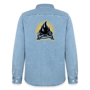 Grill Zubehör und Grill Flammen - Männer Jeanshemd Organic von Stanley/Stella - verwaschenes Hellblau - Hinten - AI Model Male 185 light (185cm)