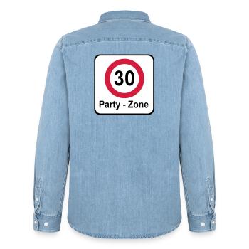 30.Geburtstag , Schild Party Zone (25) - Männer Jeanshemd Organic von Stanley/Stella - verwaschenes Hellblau - Hinten - AI Model Male 185 light (185cm)