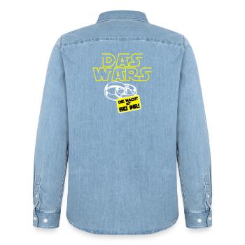 Junggesellenabschied , Das wars bei Ihr ...(25) - Männer Jeanshemd Organic von Stanley/Stella - verwaschenes Hellblau - Hinten - AI Model Male 185 light (185cm)