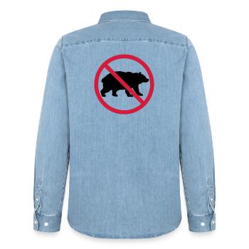 Bear Forbidden Shield - Men’s Organic Denim Shirt by Stanley/Stella - light wash - Back - AI Model Male 185 light (185cm)