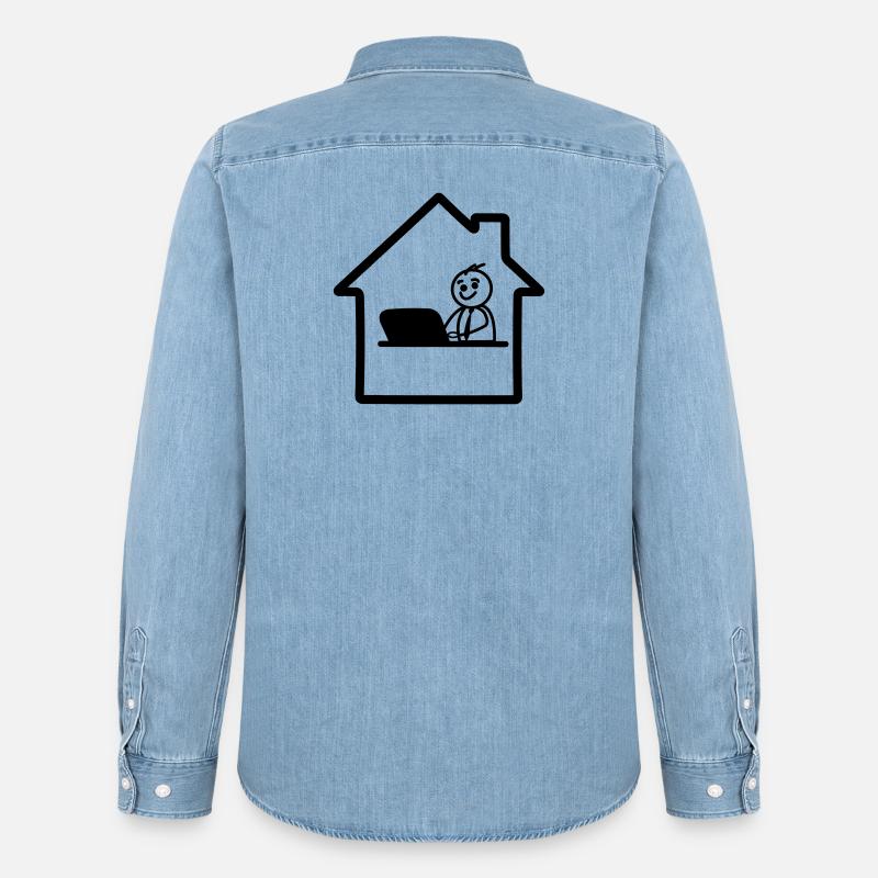 Arbeiten zu Hause einfaches Logo - Männer Jeanshemd Organic von Stanley/Stella - verwaschenes Hellblau
