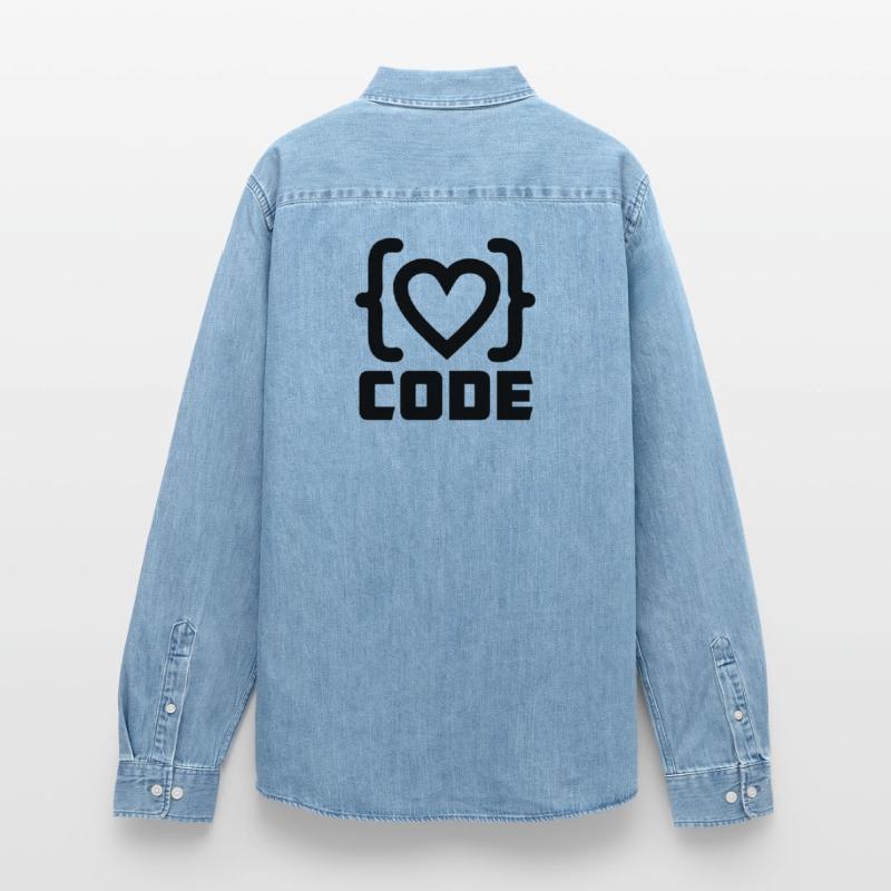 Herzprogrammierer Code Logo mit Text CODE Männer Jeanshemd Organic von Stanley/Stella