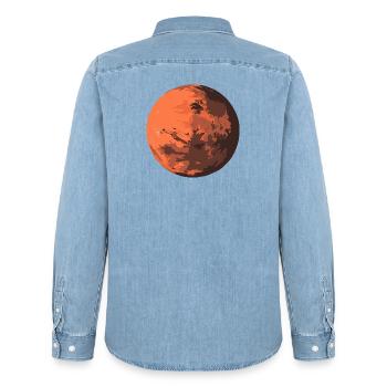 Mars - the red planet - Men’s Organic Denim Shirt by Stanley/Stella - light wash - Back - AI Model Male 185 light (185cm)