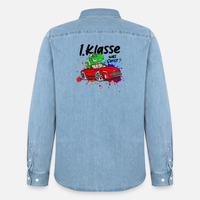 Schulkind Einschulung 2026 1. Klasse Geschenk - Männer Jeanshemd Organic von Stanley/Stella - verwaschenes Hellblau