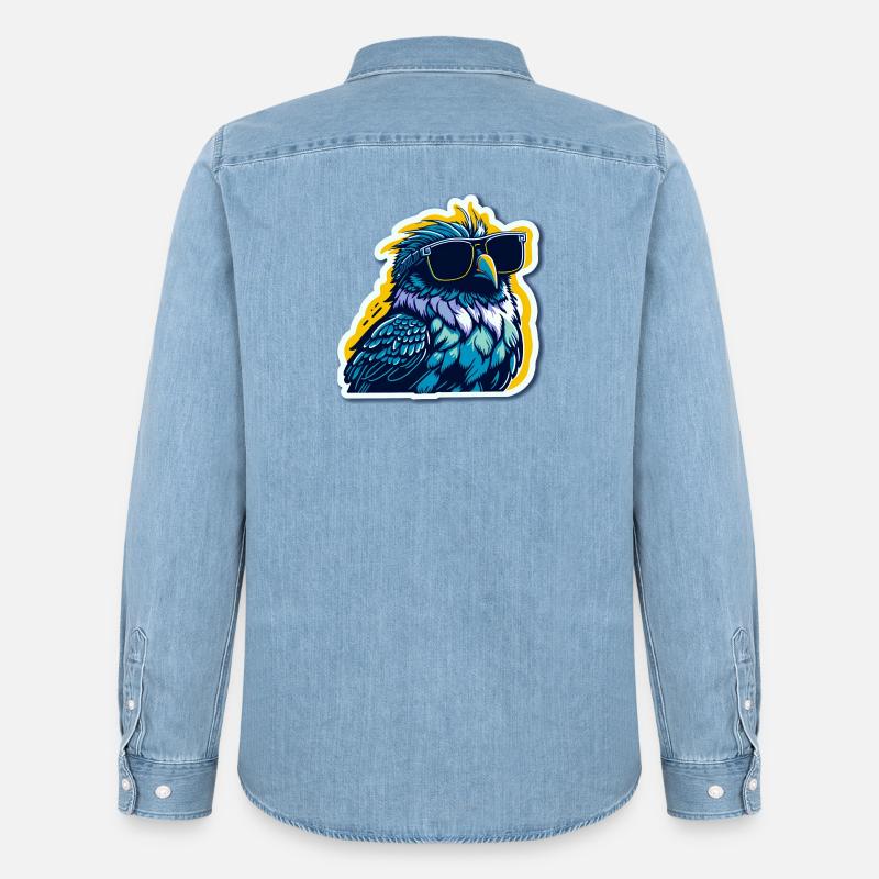 So ein cooler Vogel - Männer Jeanshemd Organic von Stanley/Stella - verwaschenes Hellblau