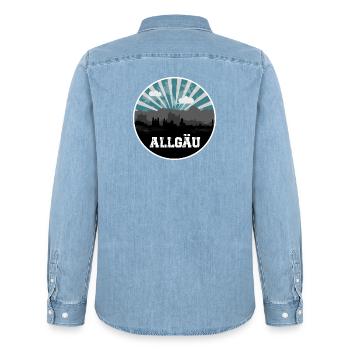 Allgäu Blue Hour Skyline - Männer Jeanshemd Organic von Stanley/Stella - verwaschenes Hellblau - Hinten - AI Model Male 185 light (185cm)