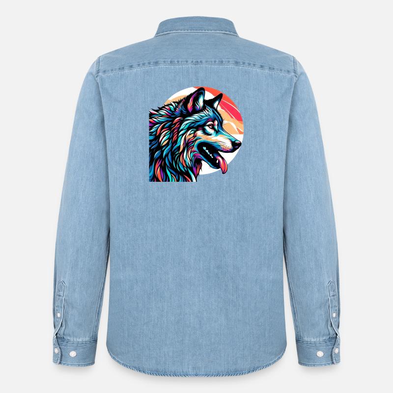 Wolf - Männer Jeanshemd Organic von Stanley/Stella - verwaschenes Hellblau