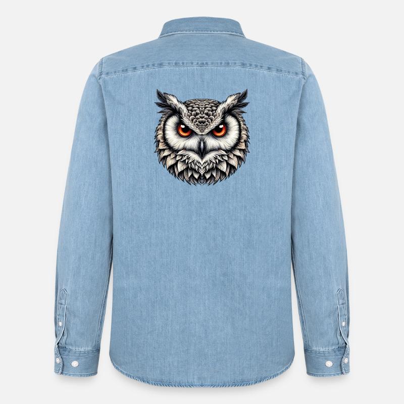 Eule - Männer Jeanshemd Organic von Stanley/Stella - verwaschenes Hellblau