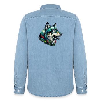 Loup - Chemise en denim homme bio Stanley/Stella - bleu clair délavé - Dos - AI Model Male 185 light (185cm)