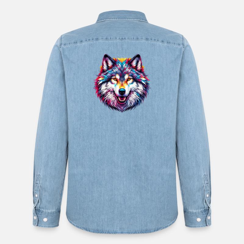 Wolf - Männer Jeanshemd Organic von Stanley/Stella - verwaschenes Hellblau