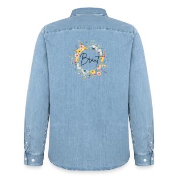 Team Braut! Personalisierbar - Männer Jeanshemd Organic von Stanley/Stella - verwaschenes Hellblau - Hinten - AI Model Male 185 light (185cm)