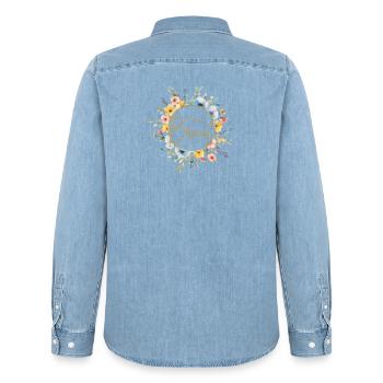 Team Braut! Personalisierbar - Männer Jeanshemd Organic von Stanley/Stella - verwaschenes Hellblau - Hinten - AI Model Male 185 light (185cm)