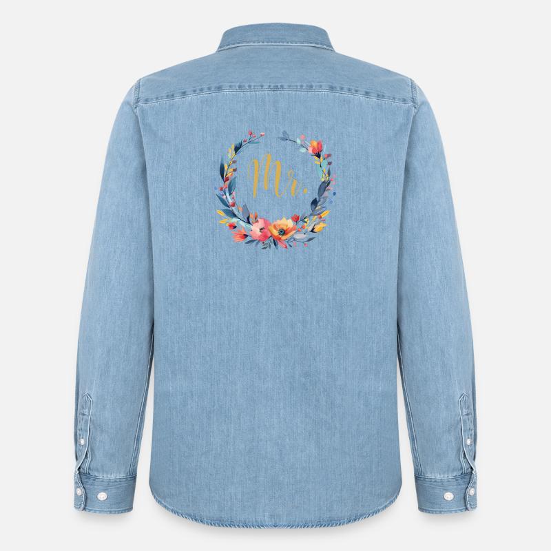 Mr.! Personalisierbar - Männer Jeanshemd Organic von Stanley/Stella - verwaschenes Hellblau