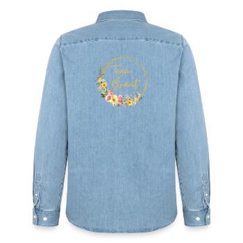 Team Braut! Personalisierbar - Männer Jeanshemd Organic von Stanley/Stella - verwaschenes Hellblau - Hinten - AI Model Male 185 light (185cm)