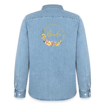 Team Braut! Personalisierbar - Männer Jeanshemd Organic von Stanley/Stella - verwaschenes Hellblau - Hinten - AI Model Male 185 light (185cm)
