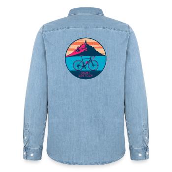 Design de T-shirt Mont Ventoux - Men’s Organic Denim Shirt by Stanley/Stella - light wash - Back - AI Model Male 185 light (185cm)