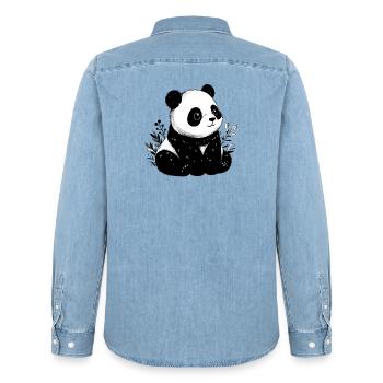 Panda - Men’s Organic Denim Shirt by Stanley/Stella - light wash - Back - AI Model Male 185 light (185cm)