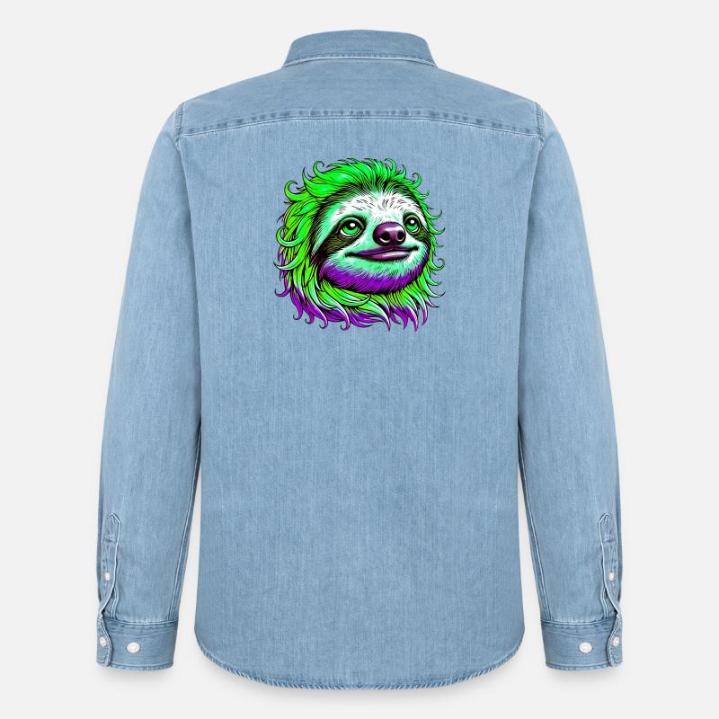 Faultier - Männer Jeanshemd Organic von Stanley/Stella - verwaschenes Hellblau