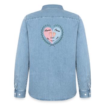 Herz-Baby-Füße-Design, Russische Familie - Männer Jeanshemd Organic von Stanley/Stella - verwaschenes Hellblau - Hinten - AI Model Male 185 light (185cm)