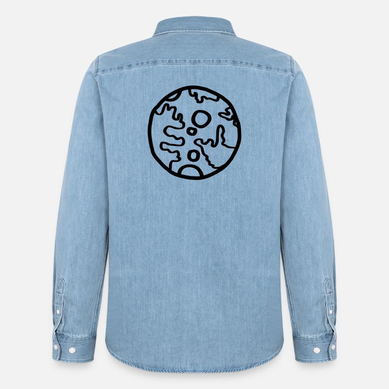 Pianeta Spazio Doodle Semplice - Camicia in denim uomo bio di Stanley/Stella - azzurro chiaro slavato