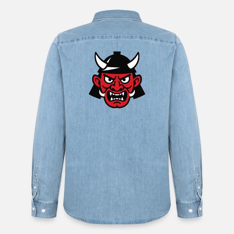 Samurai Devil - Männer Jeanshemd Organic von Stanley/Stella - verwaschenes Hellblau